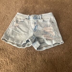 American Eagle Outfitters Light Blue Ripped Jean Shorts